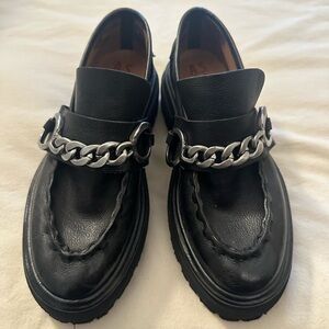 A.S.98 Black Leather Chain Loafers sz 38 - Like New with Box